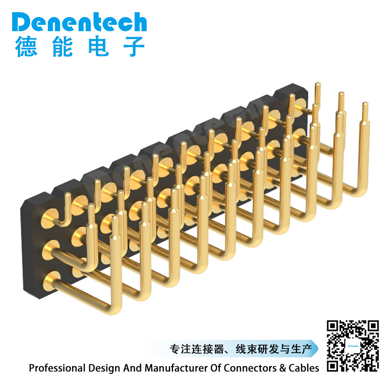 Denentech direct supply 3.0MM H1.27MM triple row male right angle DIP pogo pin